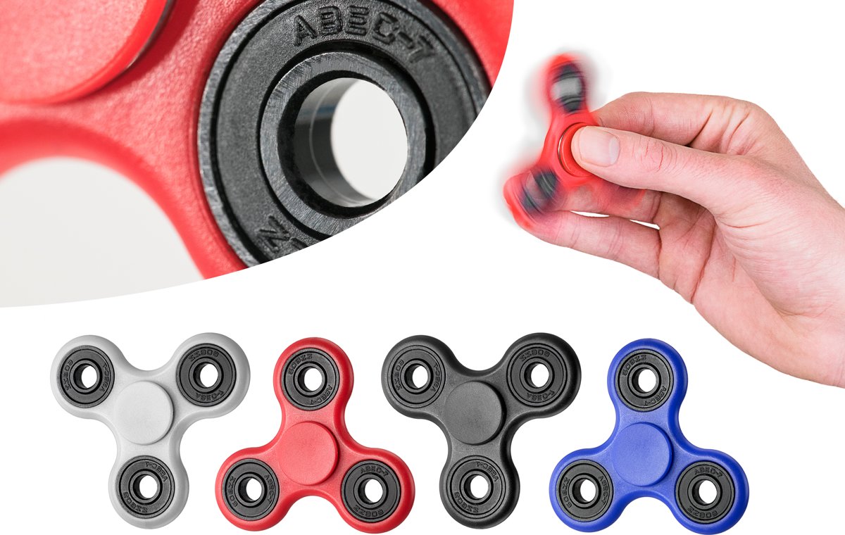 4x Finger Spinner - zwart + rood + blauw + wit