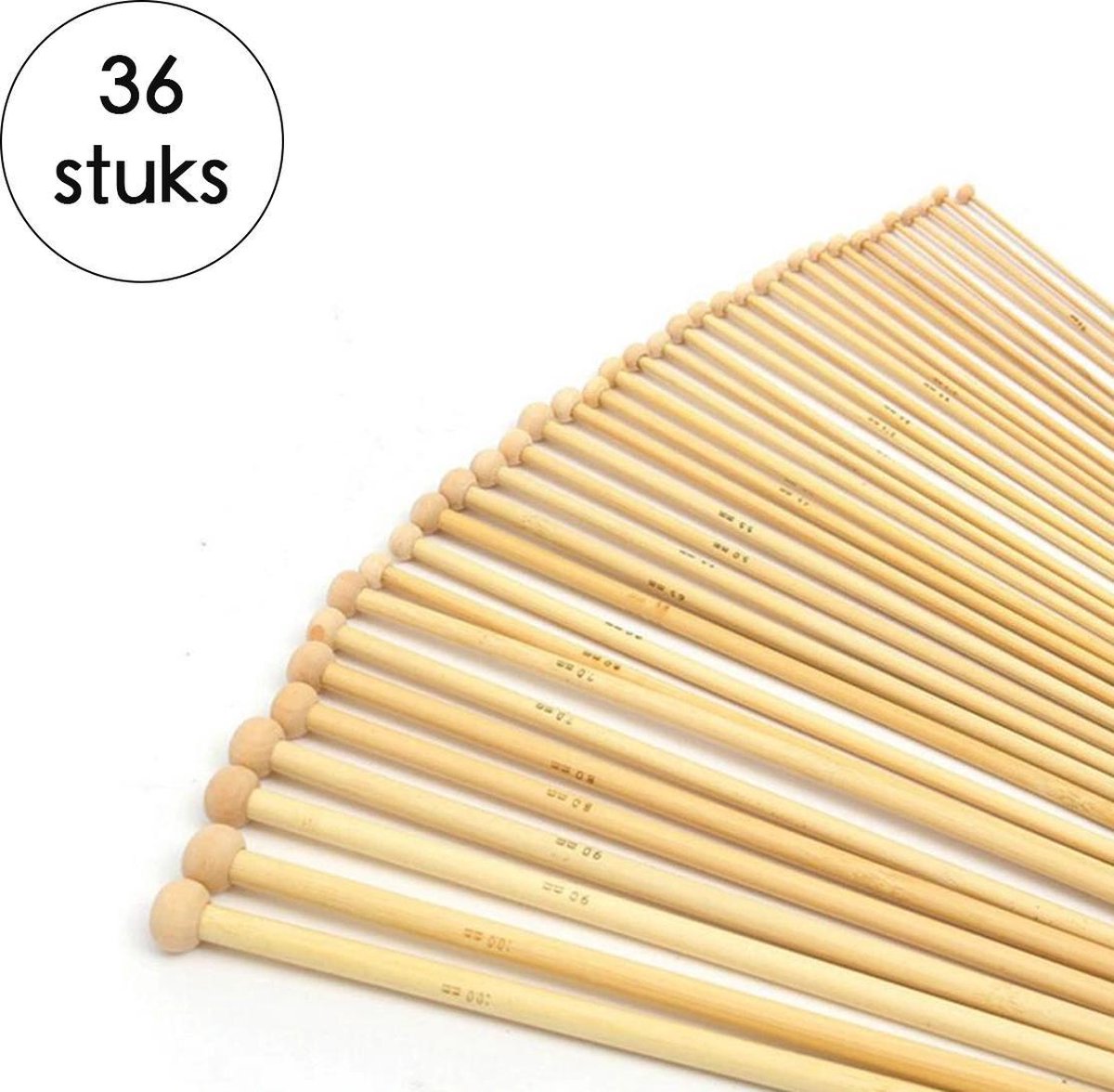 Breinaalden set Bamboe - 36 stuks (18 verschillende maten)