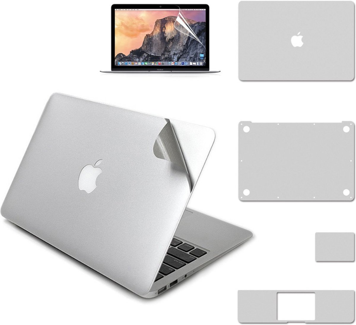 5-in-1 Nano Body Guard Anti Scratch 3M Protector voor Apple MacBook Air 13 inch  - Zilver