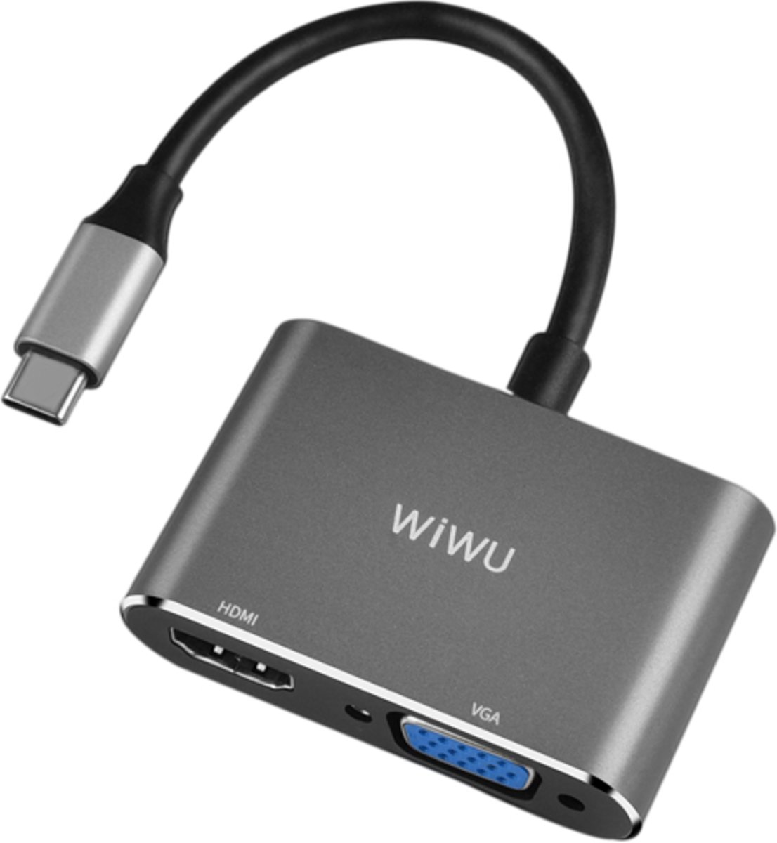 A20VH Lite Type-C to HDMI Type-c to VGA Adapter,2in1 HDMI 4K 60HZ,VGA 1080P USB Type C Converter, for New Apple MacBook Pro, MacBook,Chromebook,DELL,HP,ASUS,All Type-c Computers - Grijs