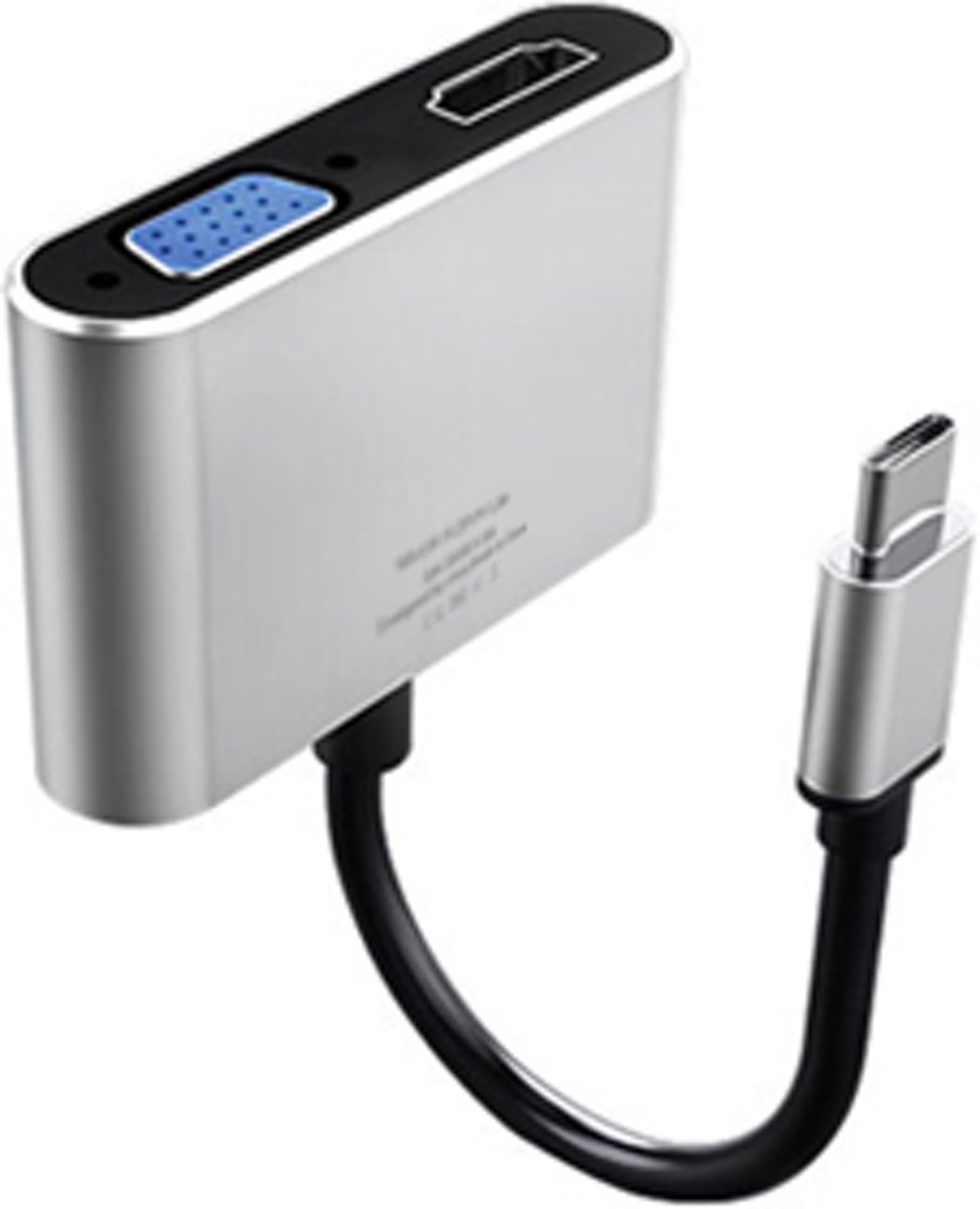 A20VH Lite Type-C to HDMI Type-c to VGA Adapter,2in1 HDMI 4K 60HZ,VGA 1080P USB Type C Converter, for New Apple MacBook Pro, MacBook,Chromebook,DELL,HP,ASUS,All Type-c Computers - Zilver