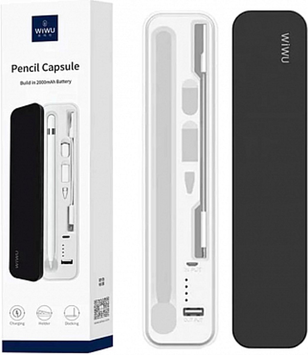 Pencil Capsule Hoes + Powerbank 2000mAh voor Apple Pencil ( 1e generatie ) - Wit