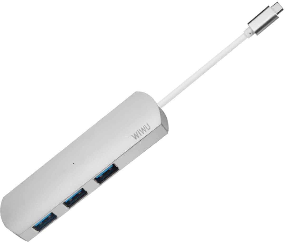 T1 USB Type C naar 3-poort USB 3.0 Adapter Hub - Zilver