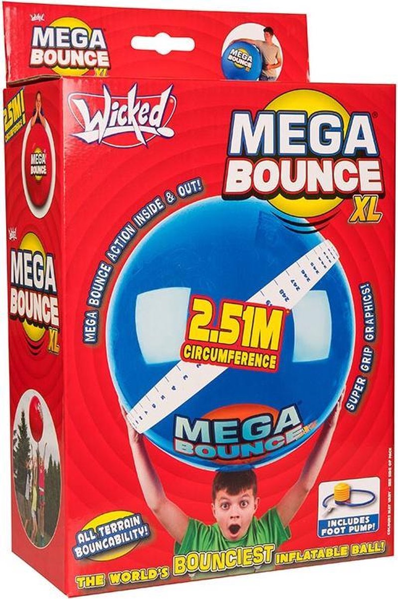 Wicked Stuiterbal Mega Bounce Xl 2,51 Meter Rubber Blauw 2-delig