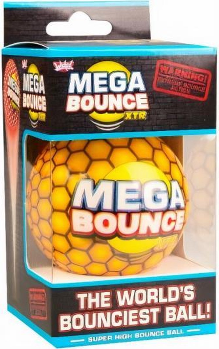 stuiterbal Mega Bounce XTR 7 cm rubber geel/wit