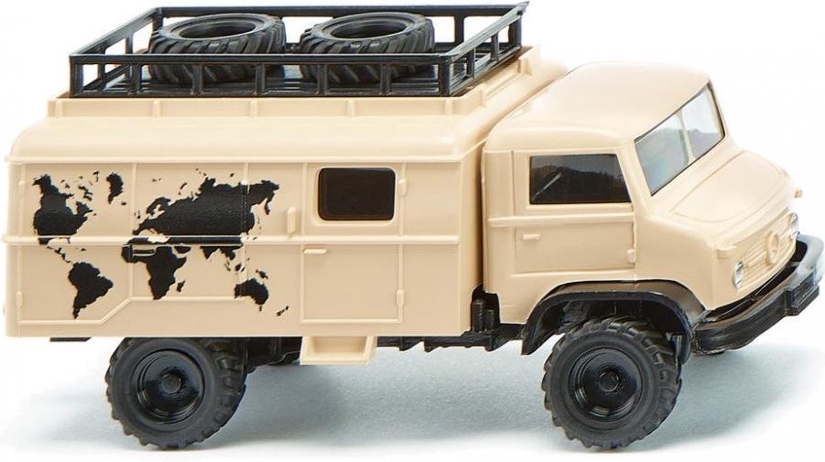 miniatuurcamper Unimog S 404 die-cast zink 1:87 beige