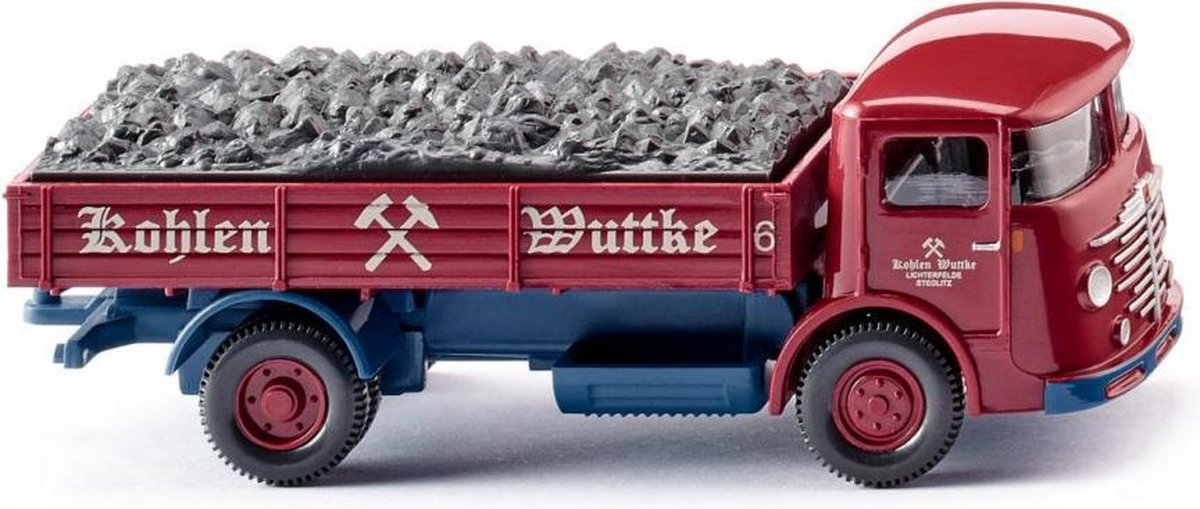 miniatuurvrachtwagen B√ºssing 4500 Kohlen Wuttke 1:87 rood