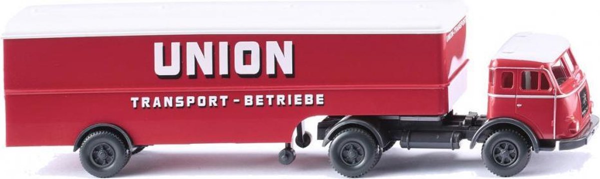 miniatuurvrachtwagen Henschel 1:87 rood/wit