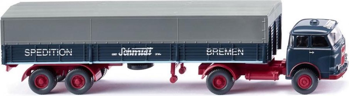 miniatuurvrachtwagen Man Pausbacke 1:87 rood/grijs