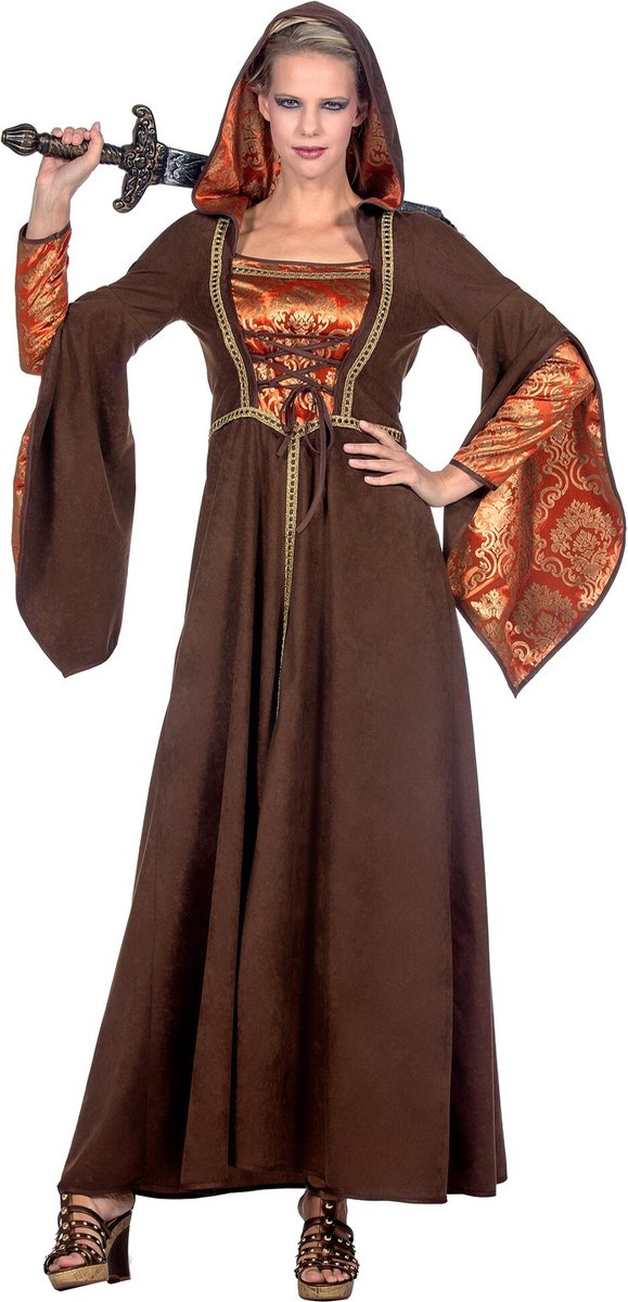 Kasteeldame Jurk Bruin/Oranje Premium - Maat 42