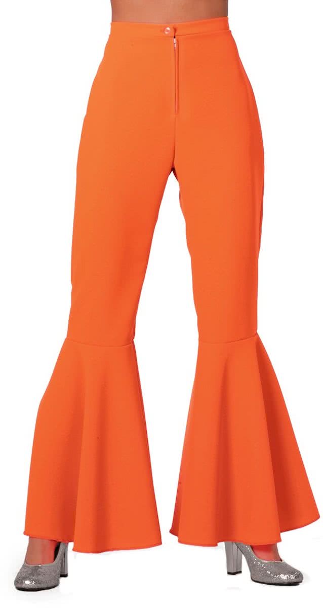 Hippie dames broek bi-Stretch neon oranje Maat 36