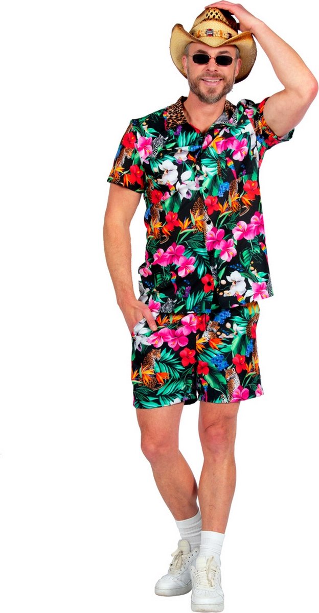 Wilbers - Hawaii & Carribean & Tropisch Kostuum - Hi Hi Hawaii Summer Break - Man - multicolor - Large - Carnavalskleding - Verkleedkleding