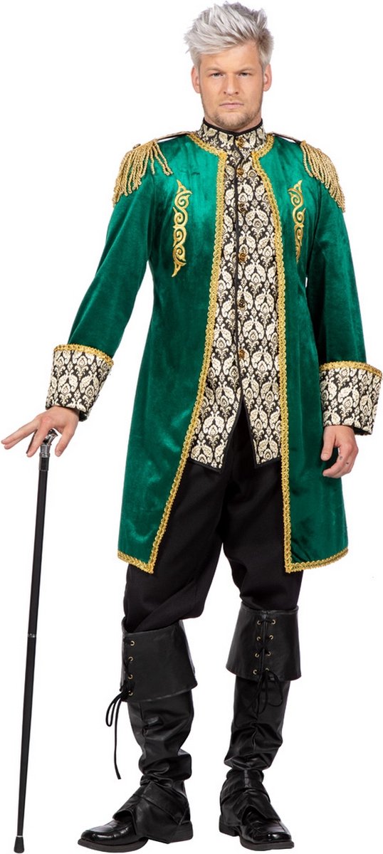 Wilbers - Middeleeuwen & Renaissance Kostuum - Prins Charming Greenstijl Man - groen - Large - Carnavalskleding - Verkleedkleding