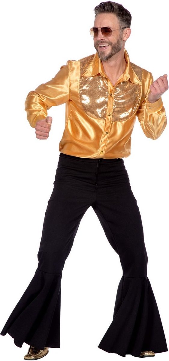 Wilbers - Rock & Roll Kostuum - Dans Sensatie Johny Gold Man - goud - Medium - Carnavalskleding - Verkleedkleding
