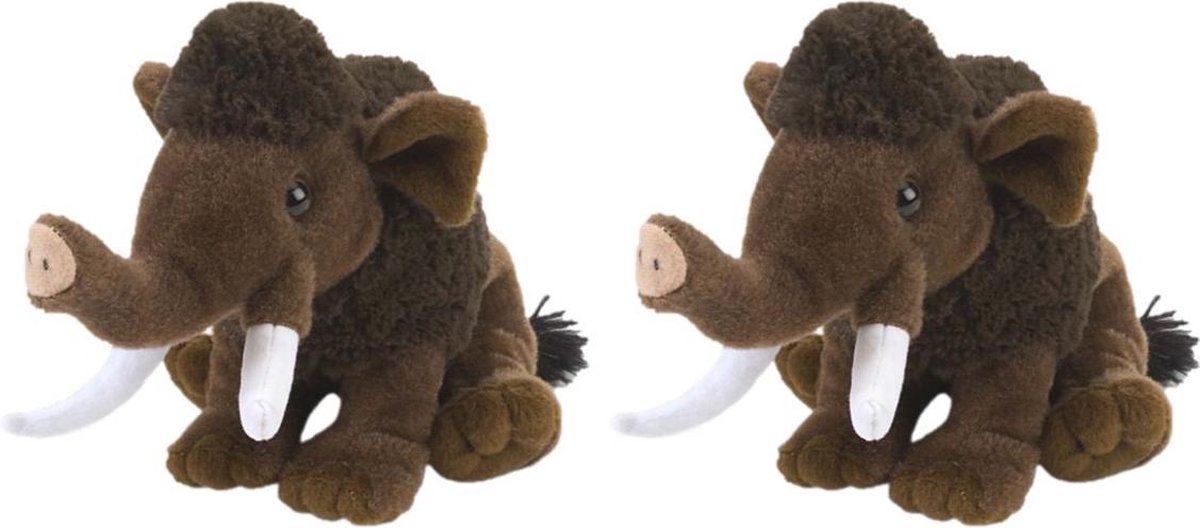 2x stuks pluche mammoet knuffel 20 cm - speelgoed knuffeldieren - cadeau artikelen