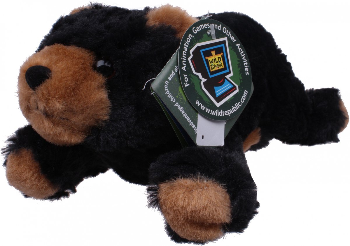 Wild Republic Knuffel Beer Junior 20 Cm Pluche Zwart/bruin