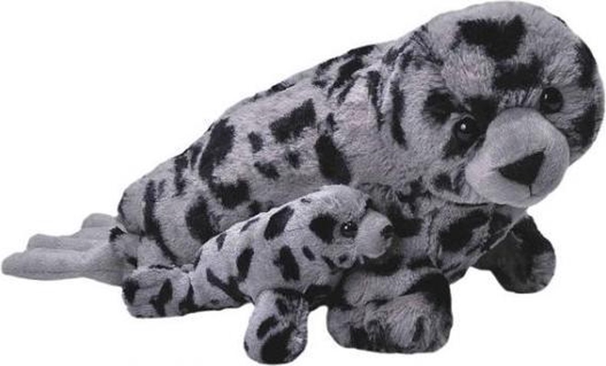 knuffel Zeehond 30 cm pluche grijs/zwart 2-delig