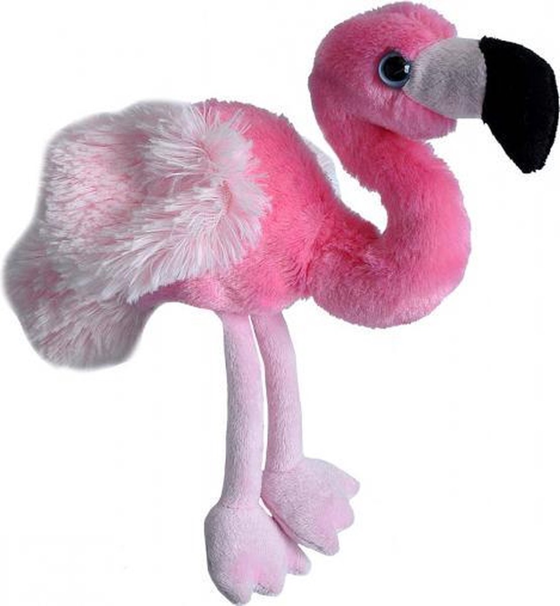 knuffel flamingo junior 18 cm pluche roze/zwart