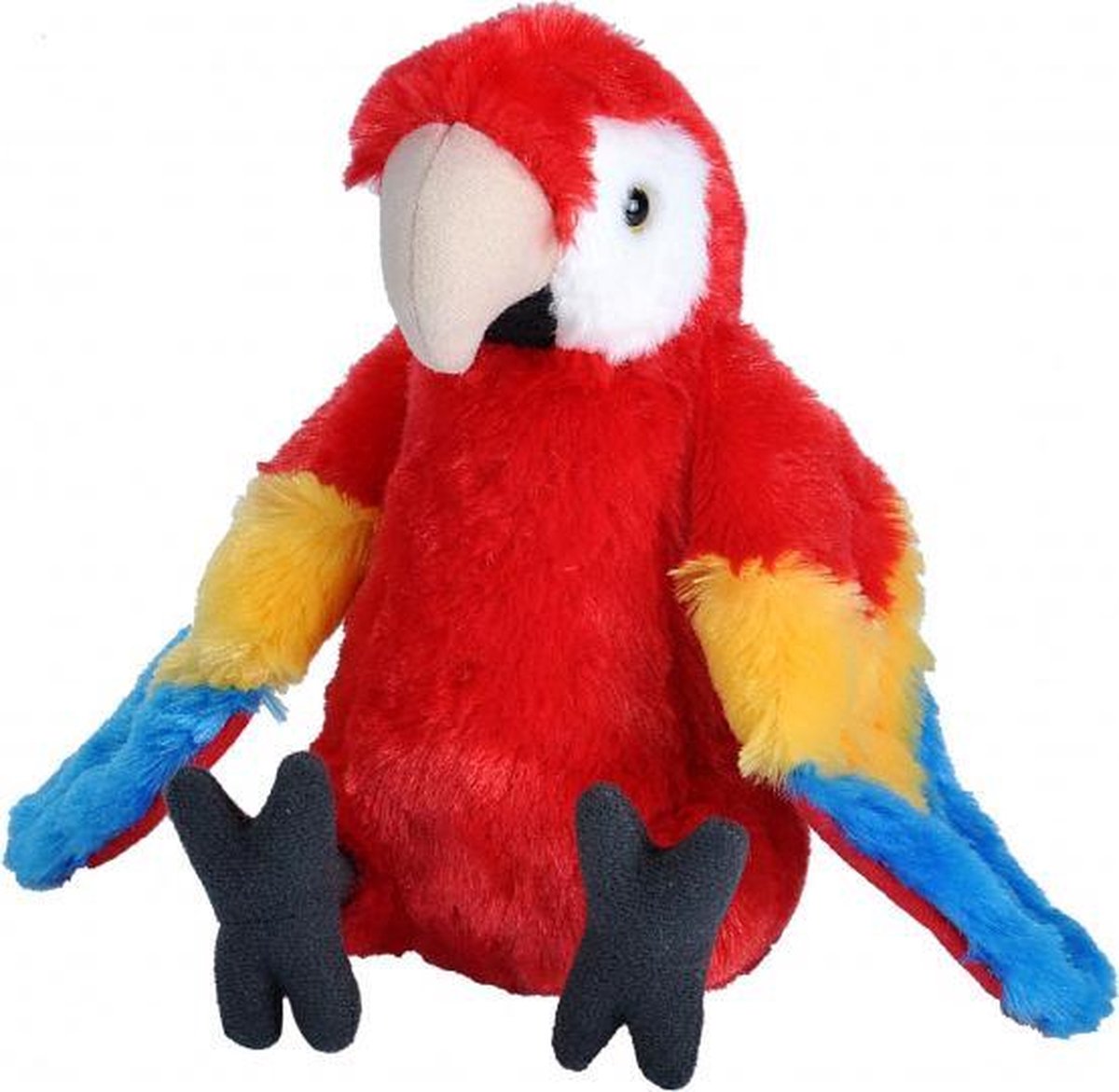 knuffel geelvleugelara junior 20 cm pluche rood