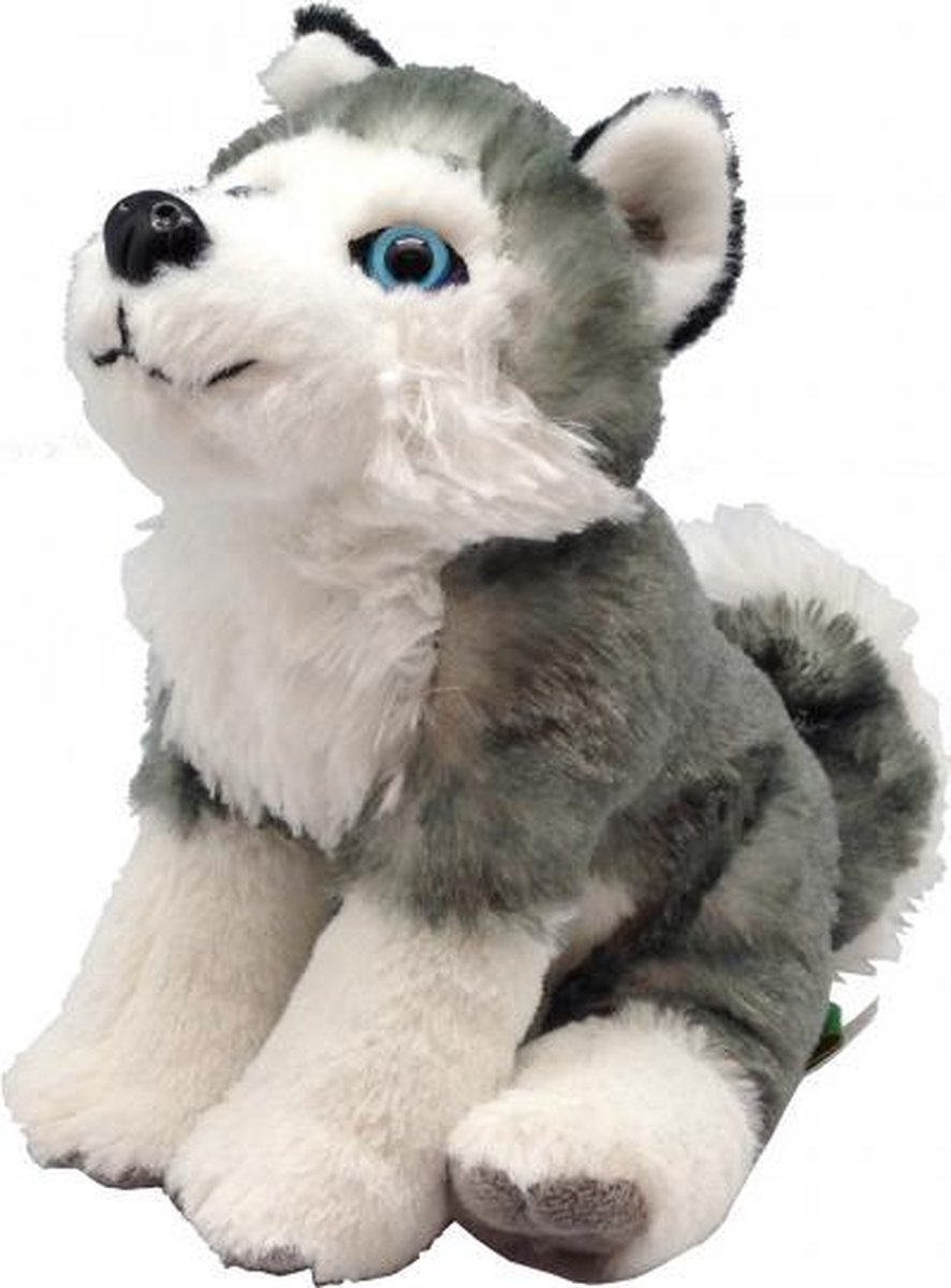 knuffel husky junior 20 cm pluche grijs/wit