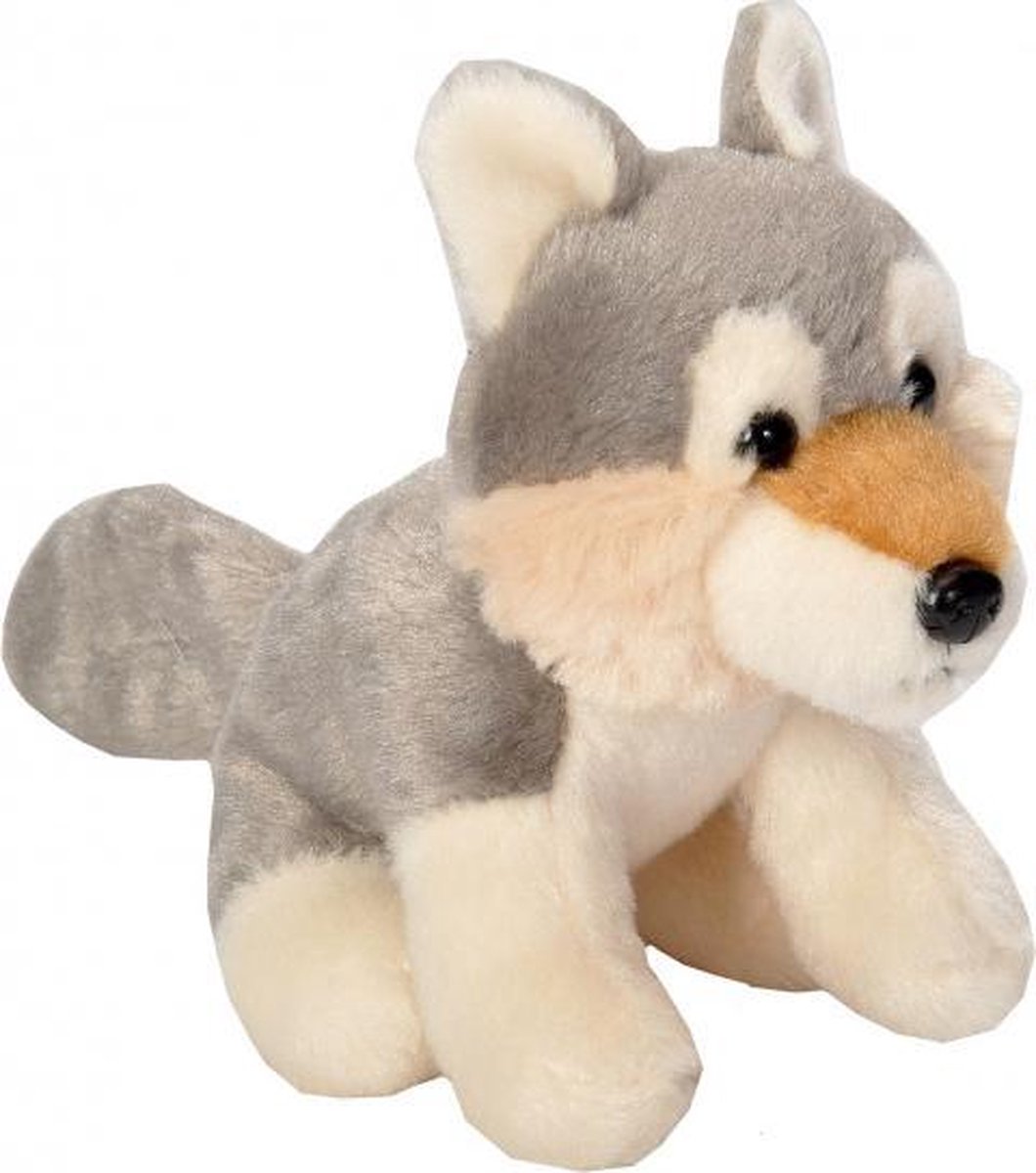 knuffel wolf junior 13 cm pluche grijs/cr√®me