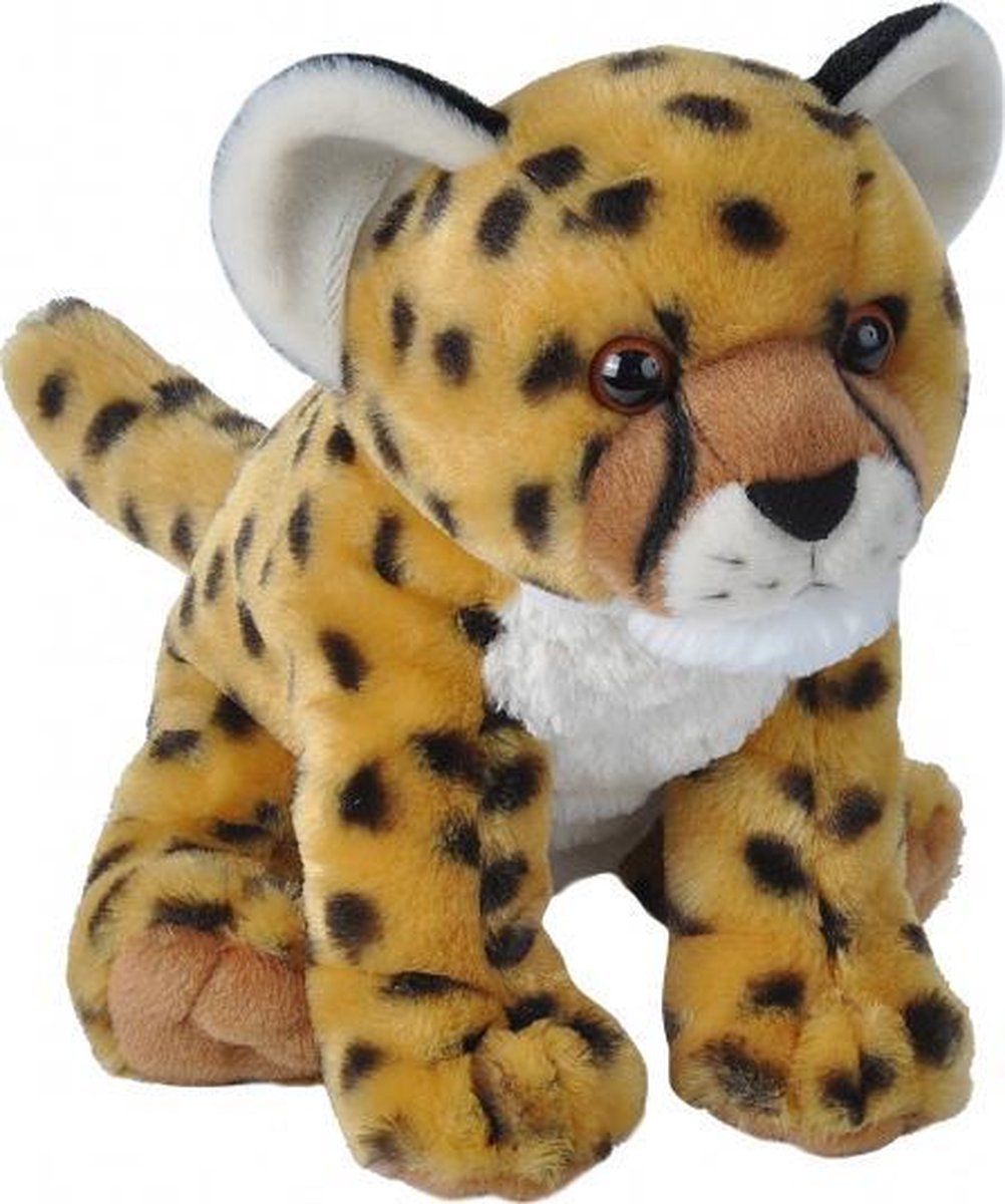 knuffelcheetah junior 30 cm pluche bruin/wit