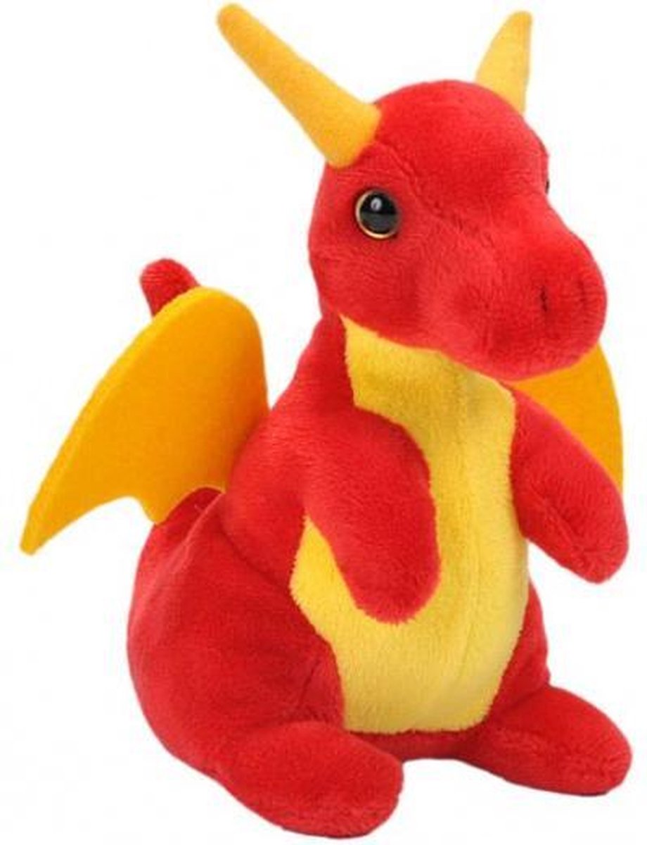 knuffeldraak junior 12 cm pluche rood/geel