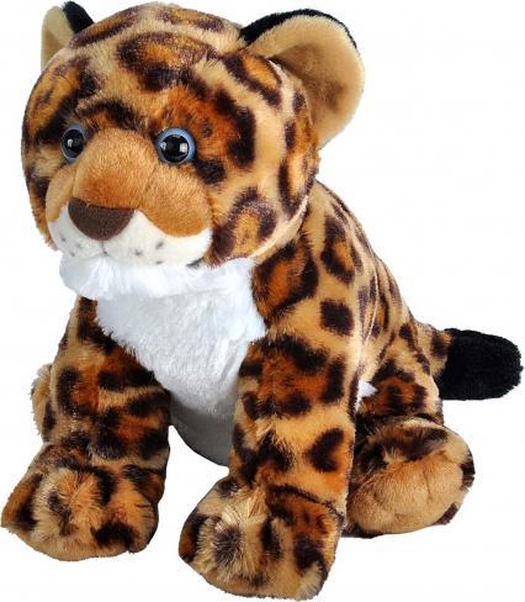 knuffeljaguar junior 30 cm pluche bruin/wit