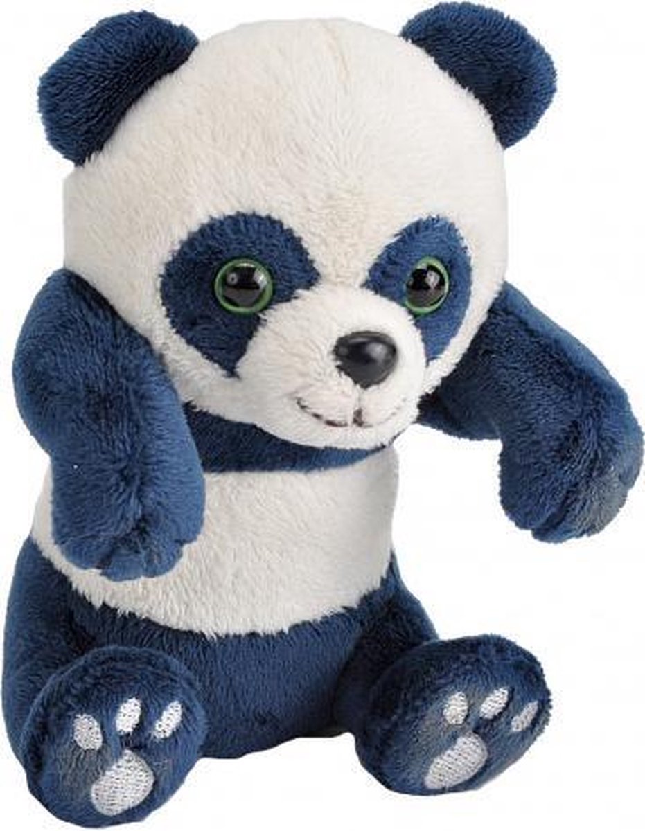 knuffelpanda junior 10 cm pluche blauw/wit