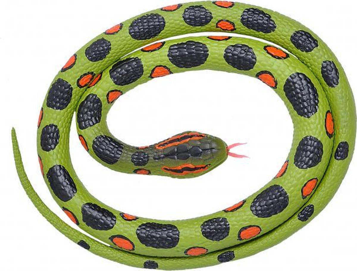 slang Anaconda junior 117 cm rubber groen/zwart