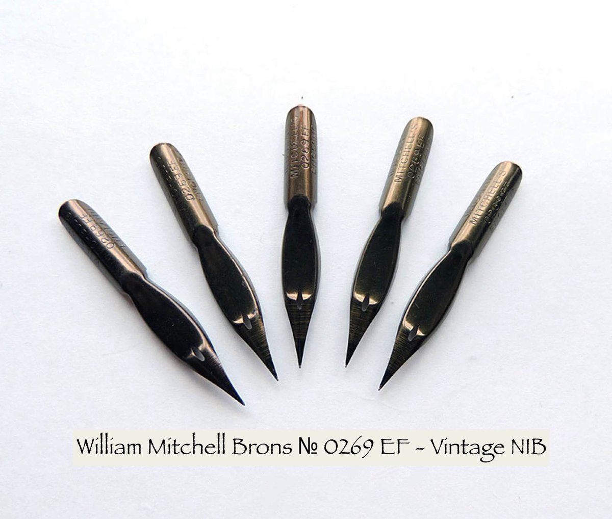 William Mitchell Brons № 0269 EF -  Vintage Nib / Kroontjespen Set van 10 in een Vintage Box