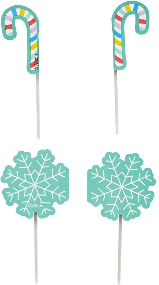 Wilton Cupcaketoppers Sneeuwvlok & Zuurstok pk/12