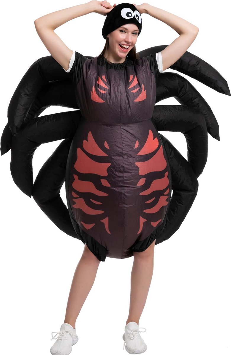 Halloween - Full body spider kostuum - Zelf Opblaasbaar - volwassenen