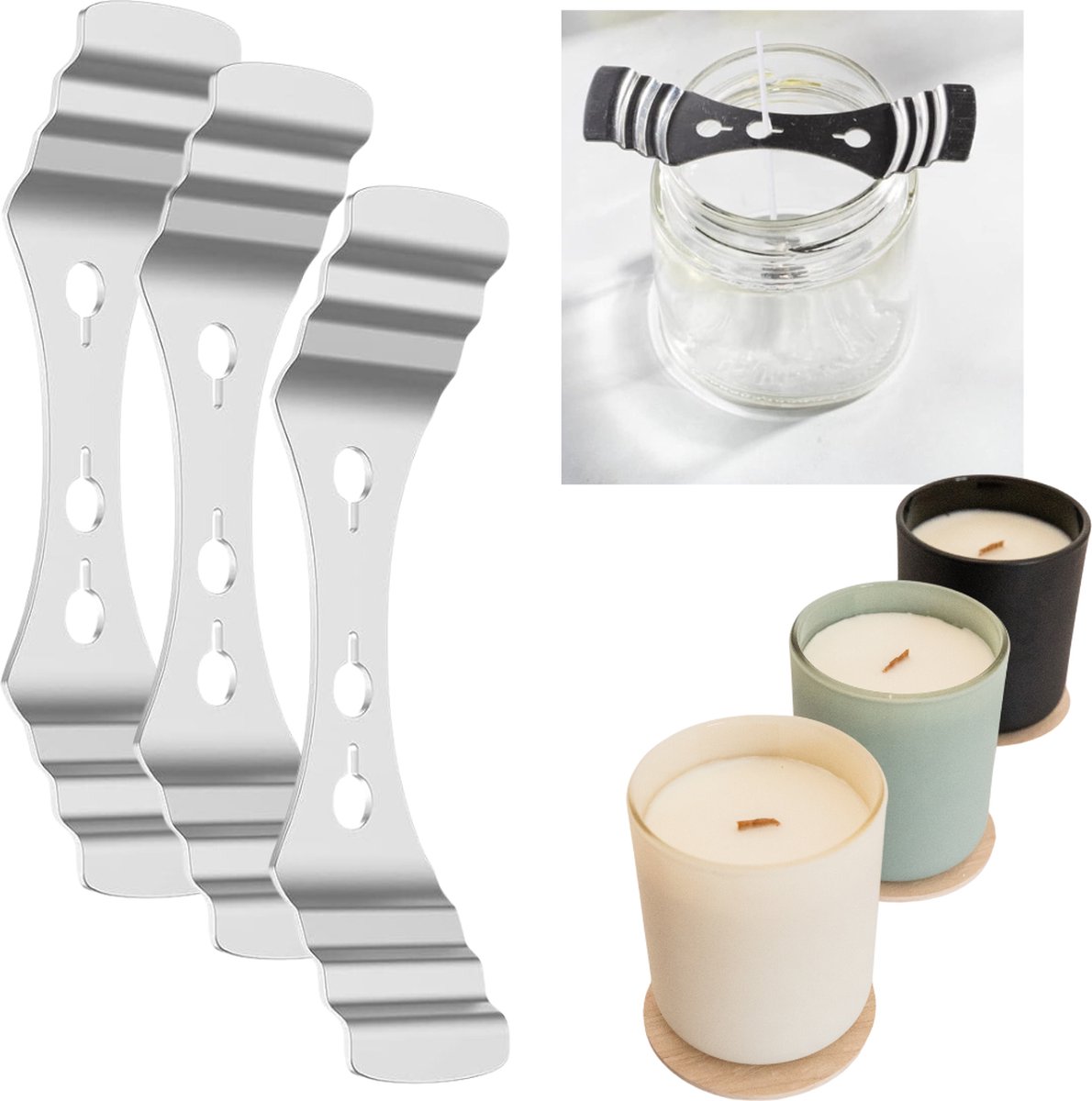 Kaarsenlont Houder - 3x - Metaal houder voor lont voor kaarsen maken - 10CM