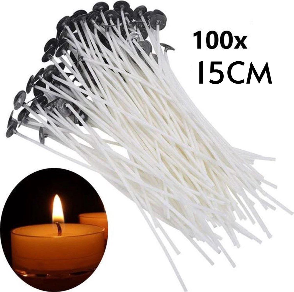Lonten voor zelf kaarsen maken - 15 CM lengte - 100 stuks kaarslonten