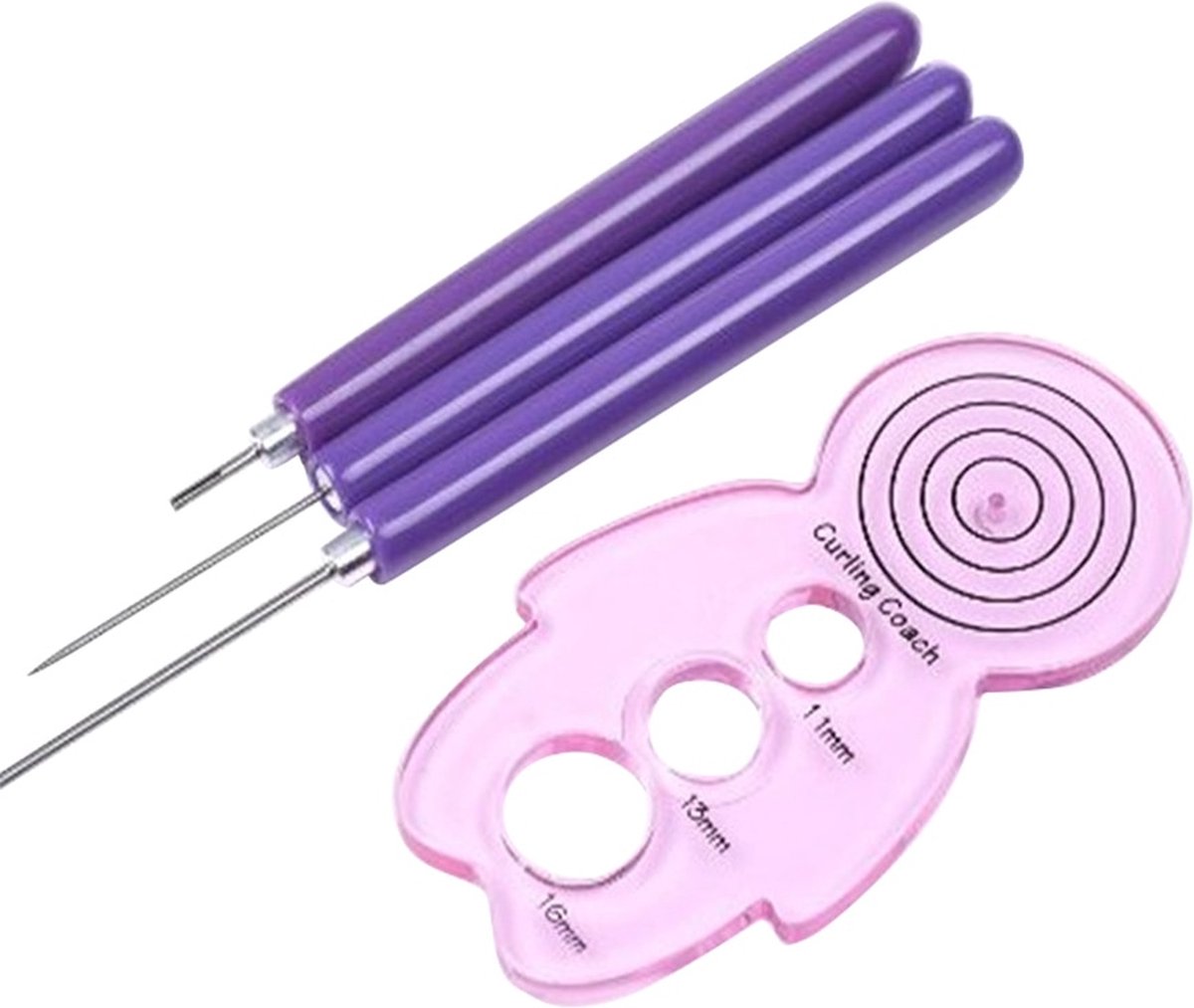 Quilling hulp - Set met gereedschap voor filigraanpapier kunst - 3x Rolpen & Curling Coach vorm - papierkunst tools