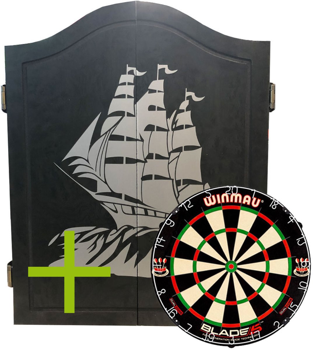 Dartkabinet Black Ship + Blade 5 Dual Core Dartbord