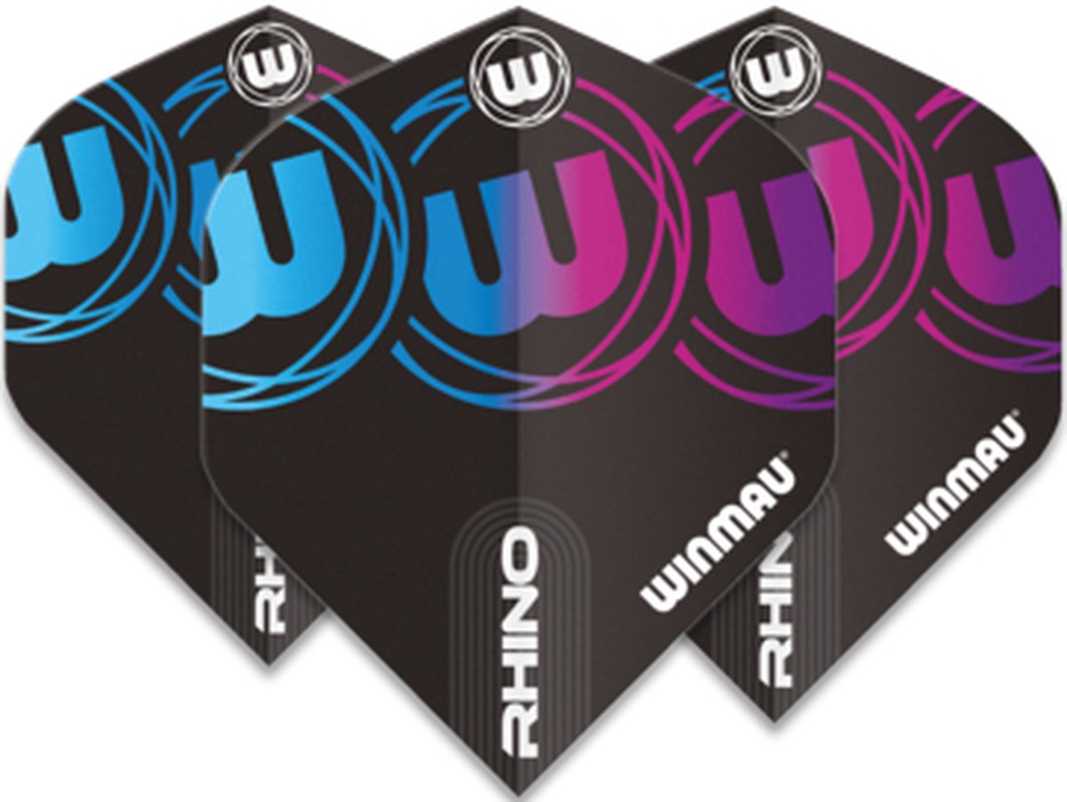 Winmau Dart Flights Rhino LOGO Black, Grey & Blue