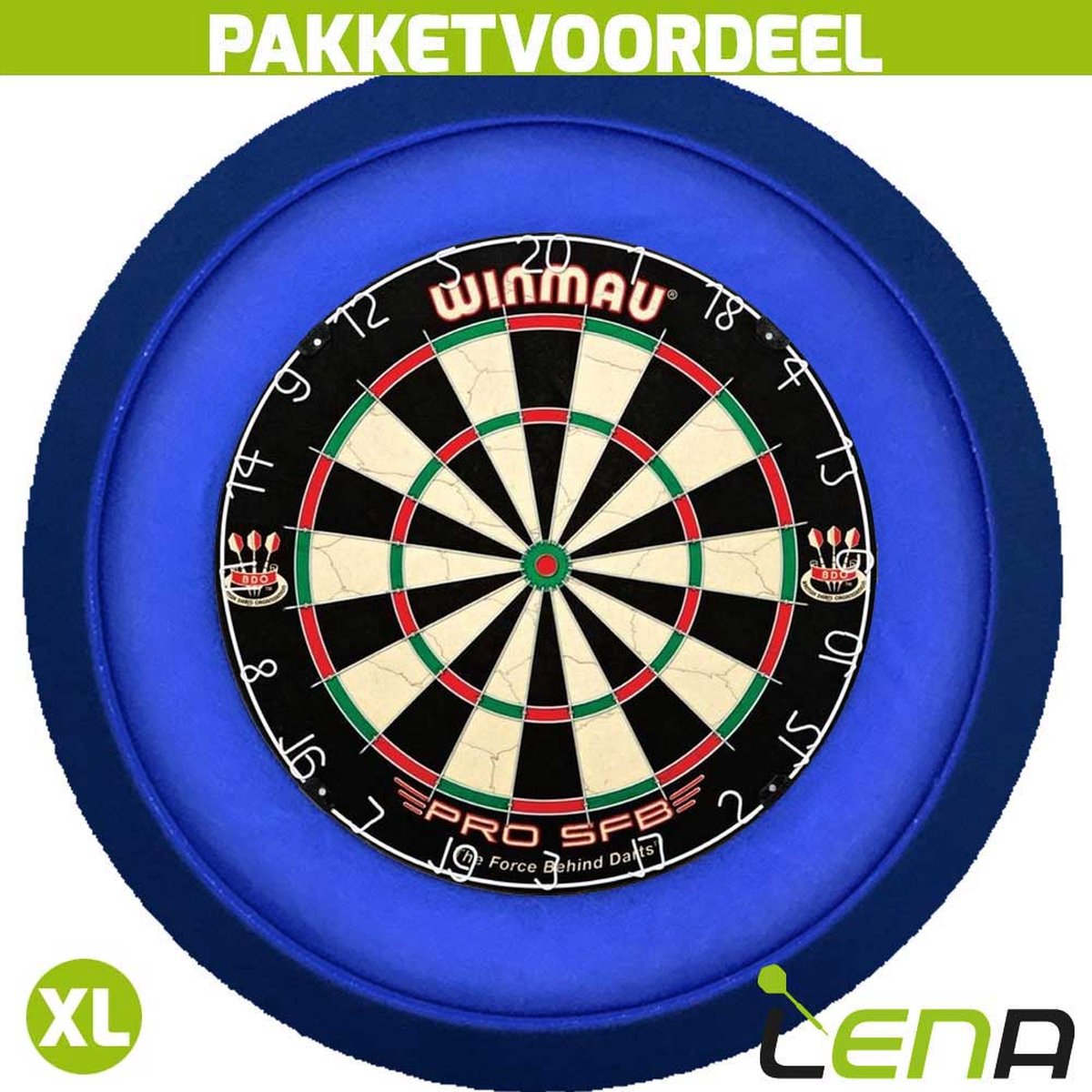 Winmau Pro SFB + Lena Dartbordverlichting Deluxe XL (Blauw)