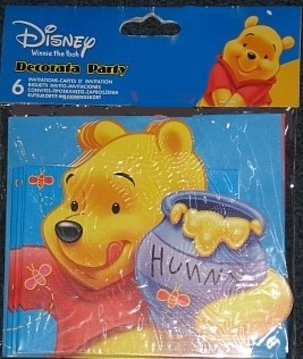 Winnie the Pooh - 6 uitnodigingen met envelop