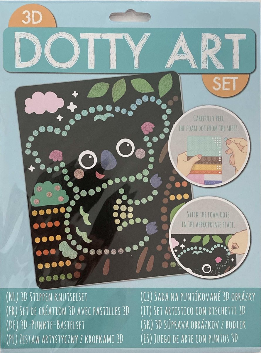 DOTTY ART SET - KOALA BEER - STICKERS PLAKKEN - 3D STIPPEN KNUTSELSET