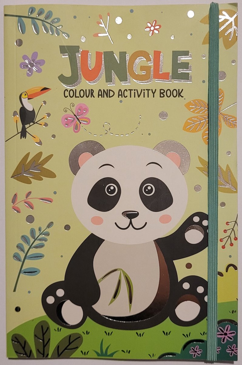 JUNGLE KLEUR EN SPELLETJES BOEK - A5 FORMAAT MET ELASTIEK