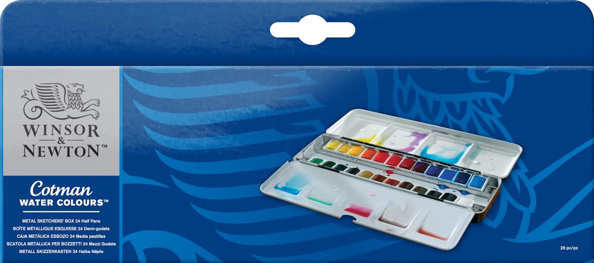 Cotman aquarelverf set metalen doos 24 napjes