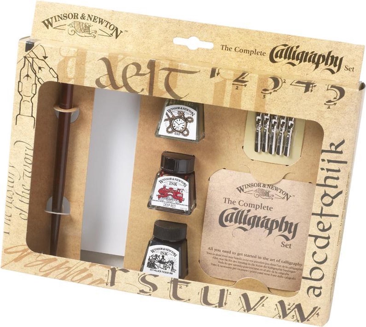 Winsor&Newton / The complete Calligraphyset /  Kalligrafie set / Penhouder / Kroontjes / 3 Inktflesjes