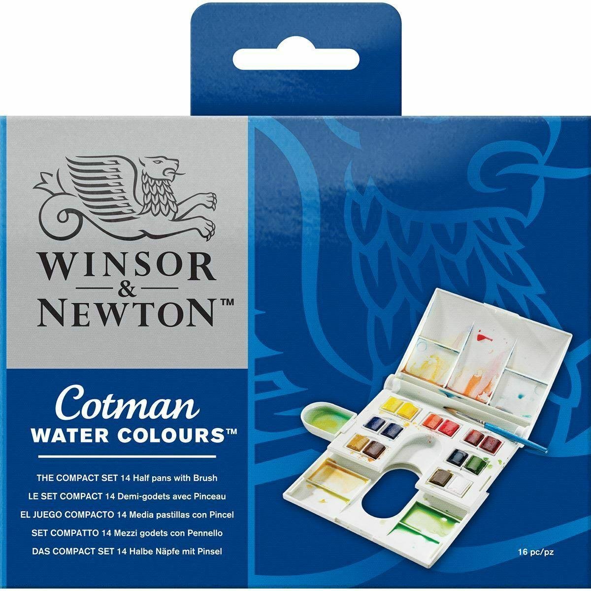 Winsor&Newton Cotman Water Colours / Compact Set / 14  kleuren aquarel + Penseel / Aquarelverf