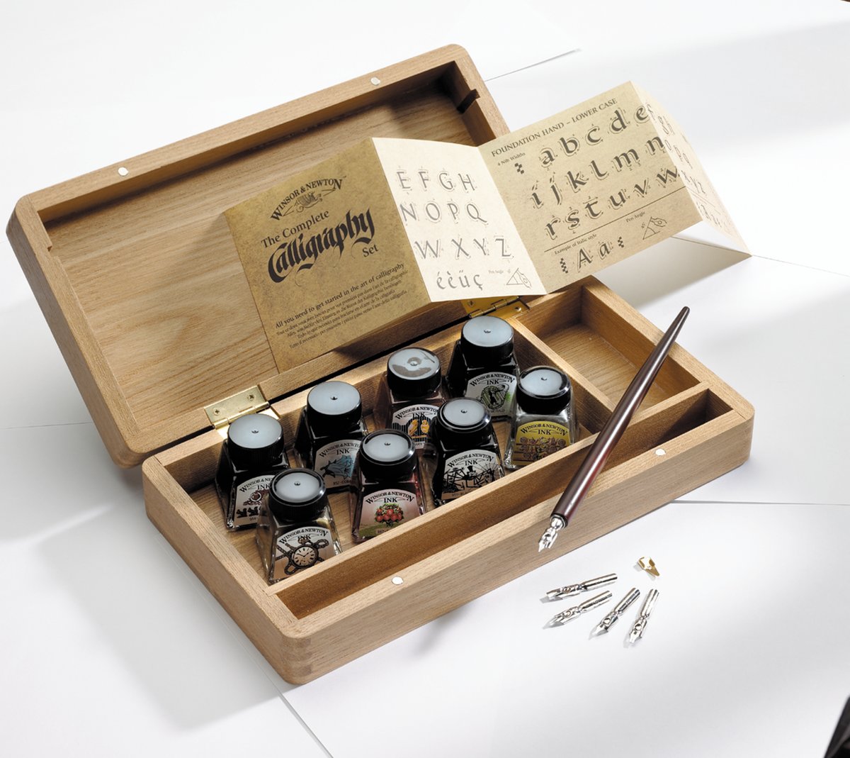 Winsor & Newton Calligraphy Set in houten kist