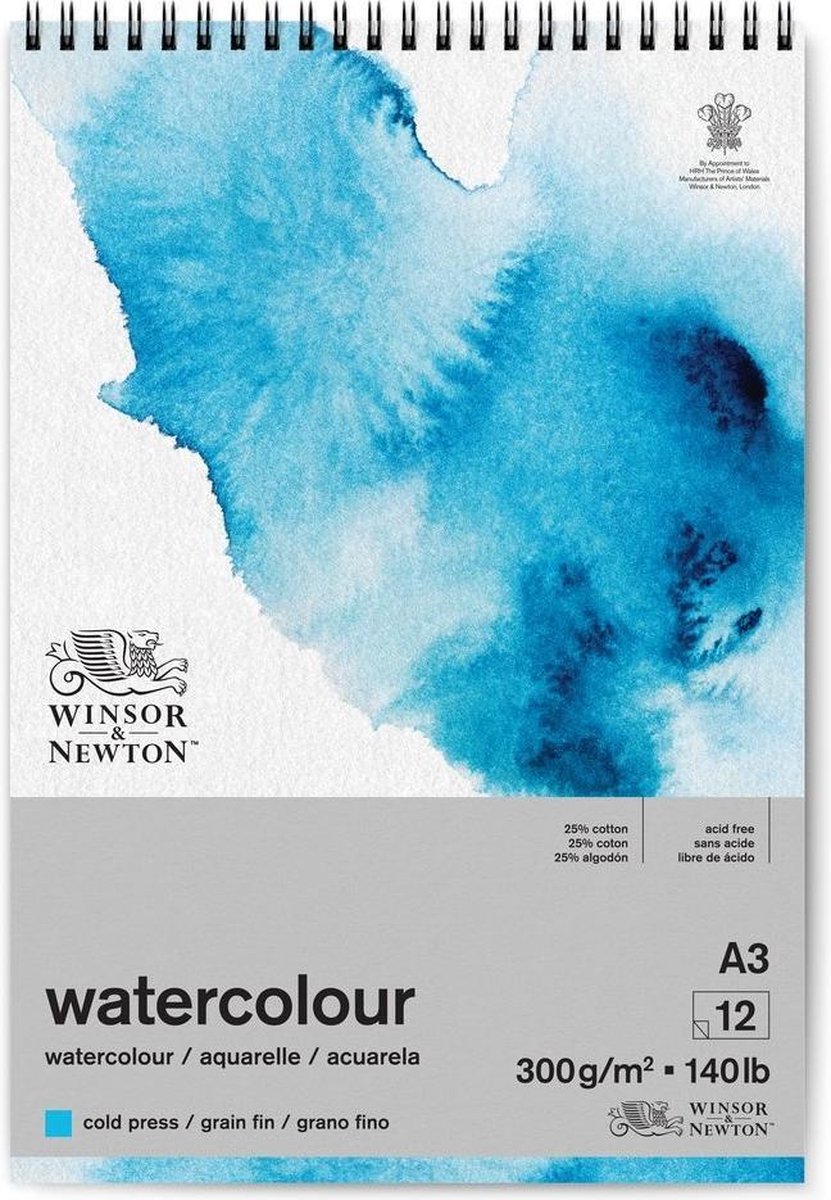 Winsor & Newton Classic Aquarelpapier Grain fin Blok 300 gram Spiraalblok