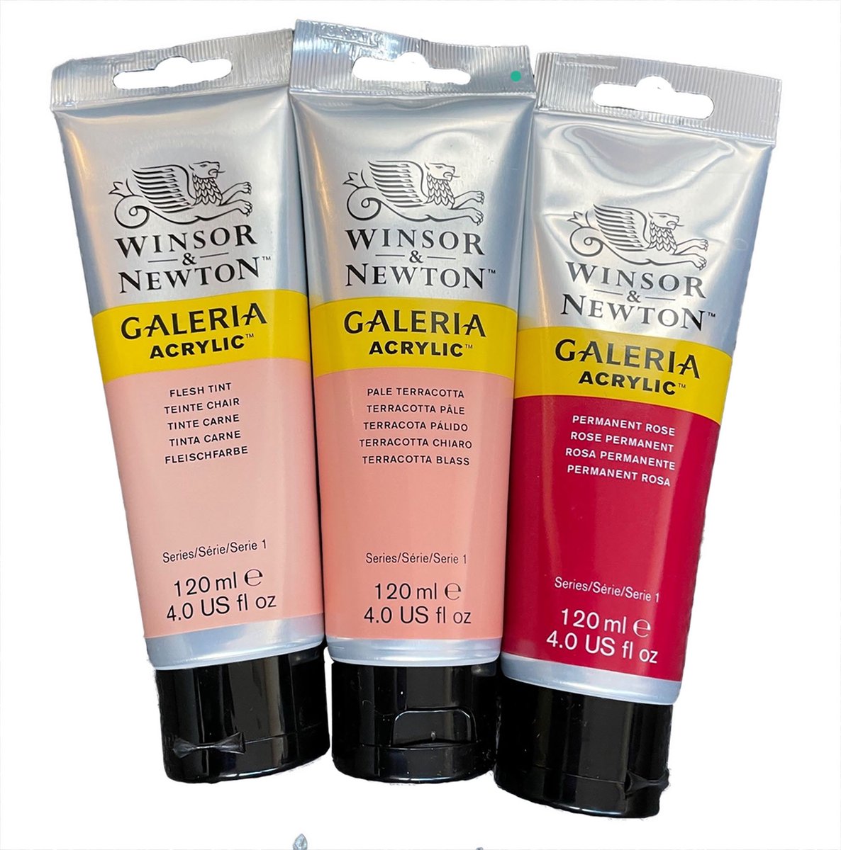 Winsor & Newton Galeria Acryl 120ml - Set a 3 tubes - Flesh tint-Pale terracotta-Permanent rose