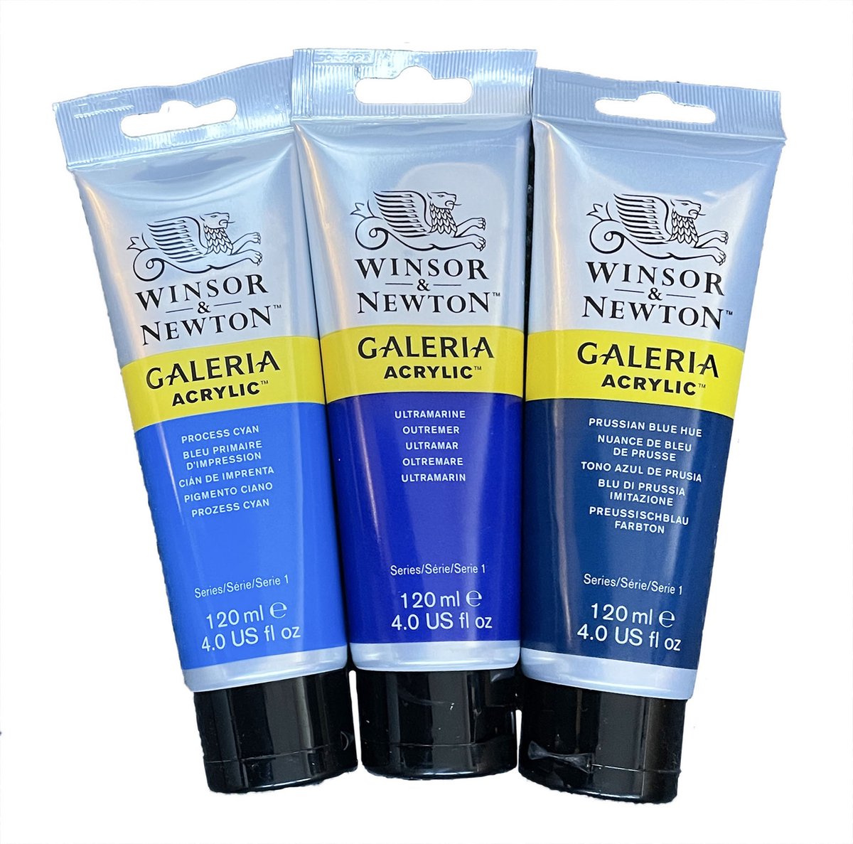 Winsor & Newton Galeria Acryl 120ml - Set a 3 tubes - Process cyan-Prussian blue-Ultramarine