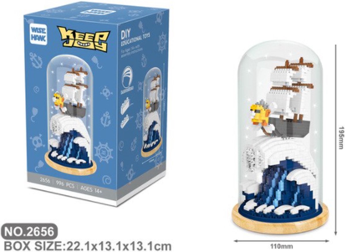 Nano blocks schip in glazen stolp, 996 stukjes